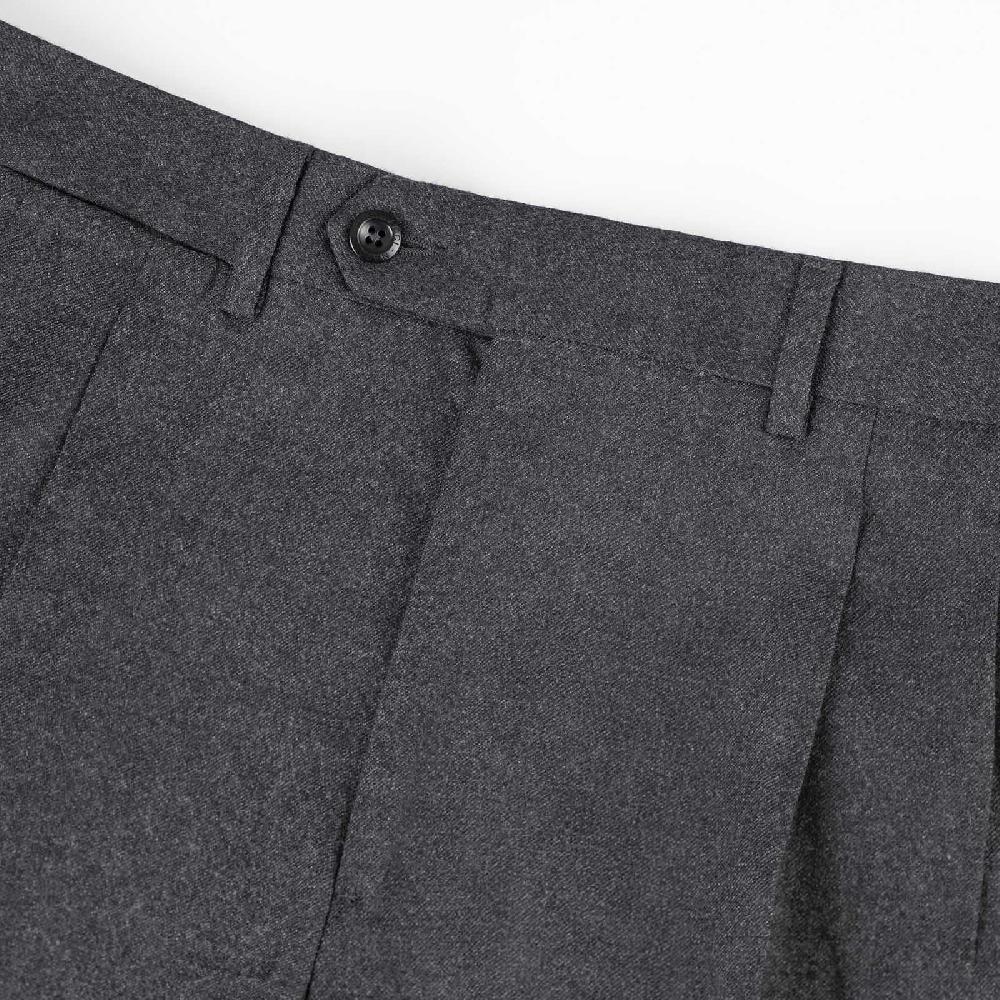 Rubinacci Pantalone 2 Pinces In Flanella Grigio Scuro