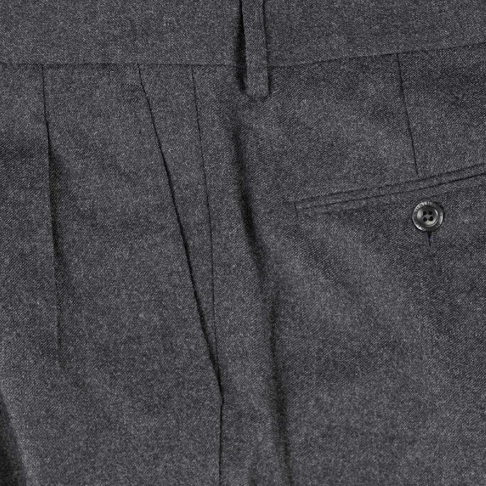 Rubinacci Pantalone 2 Pinces In Flanella Grigio Scuro