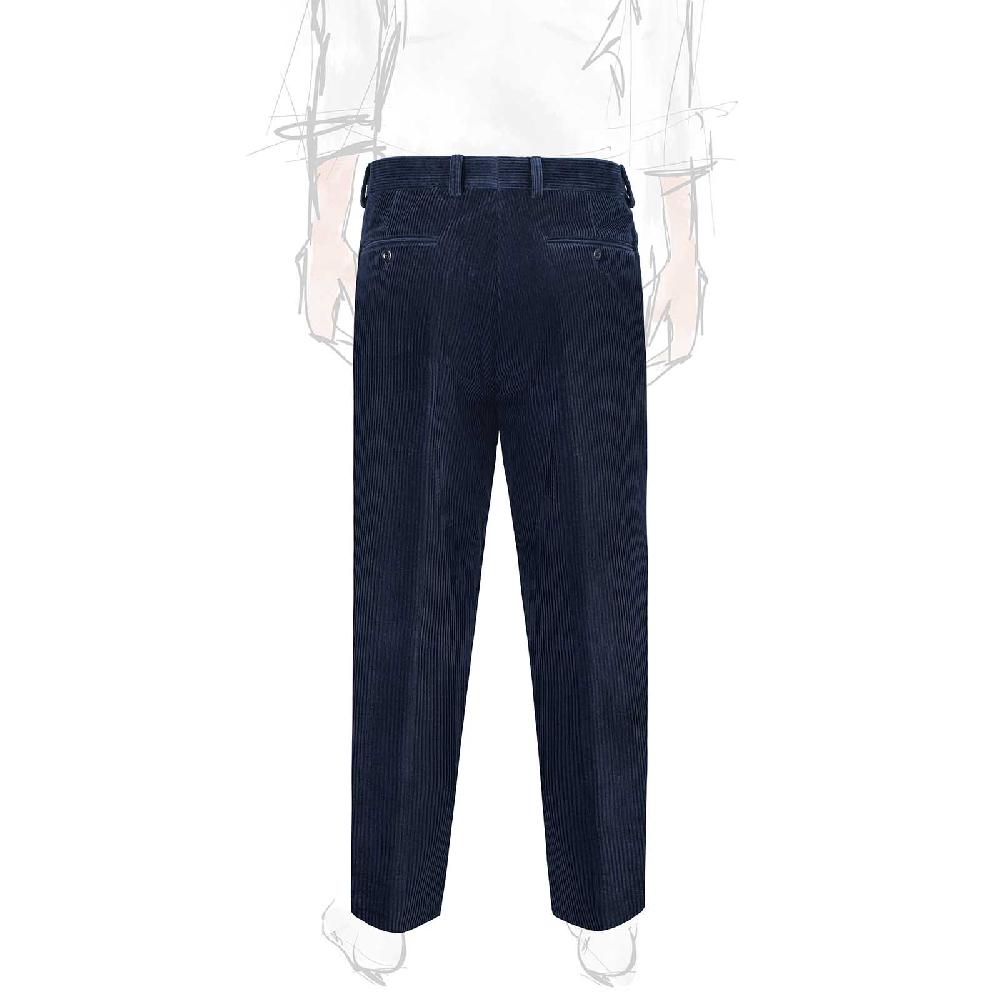 Rubinacci Pantalone 2 Pinces In Velluto A Coste Blu