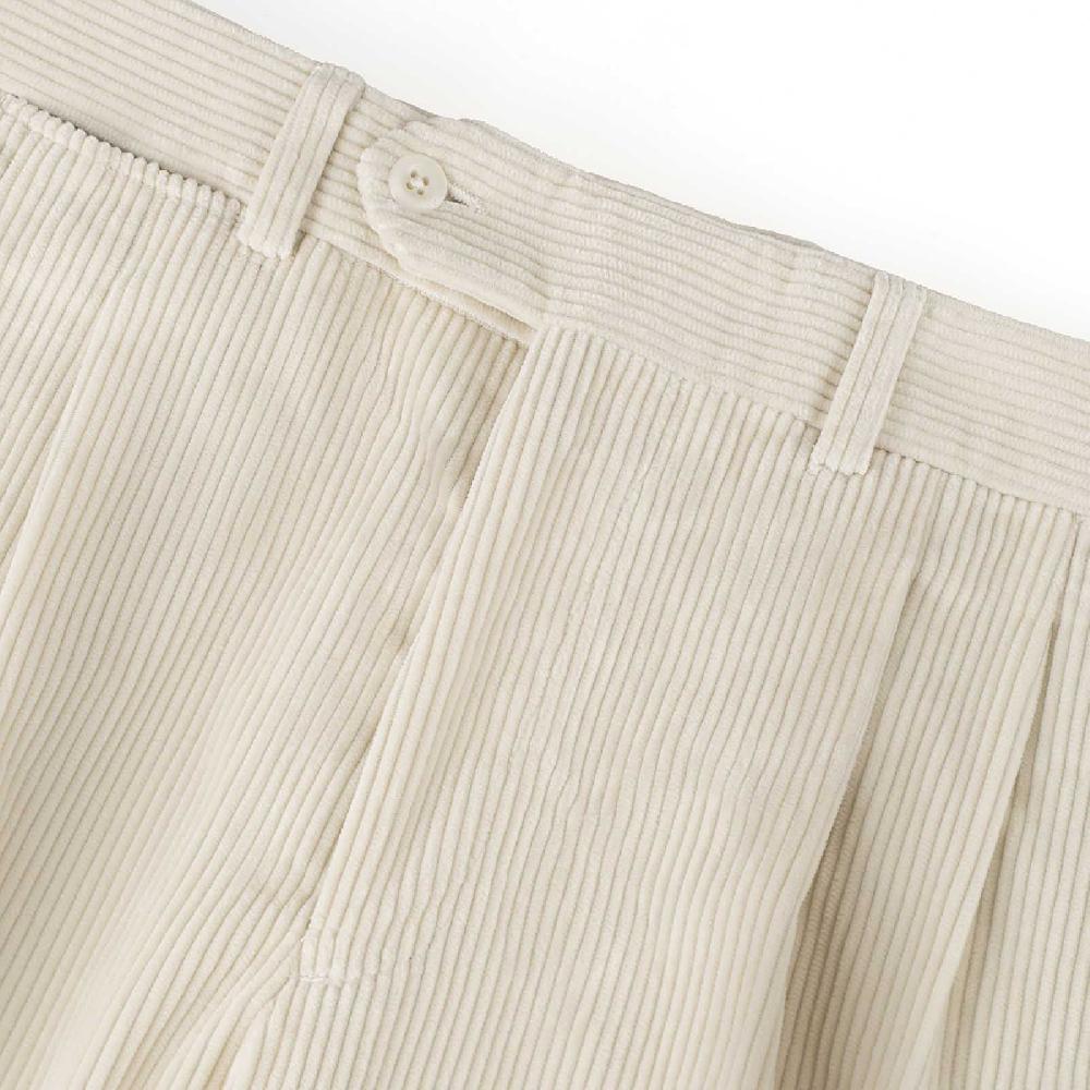 Rubinacci Pantalone 2 Pinces In Velluto A Coste Latte