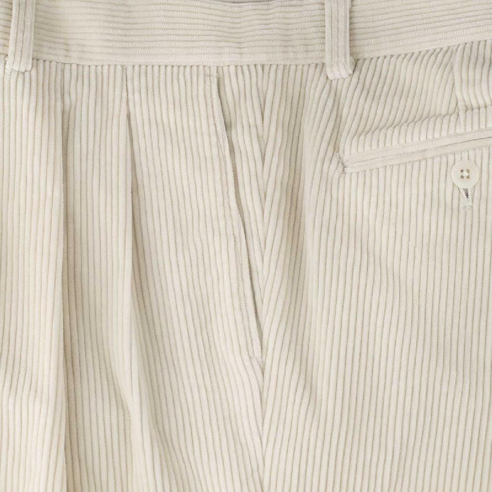 Rubinacci Pantalone 2 Pinces In Velluto A Coste Latte