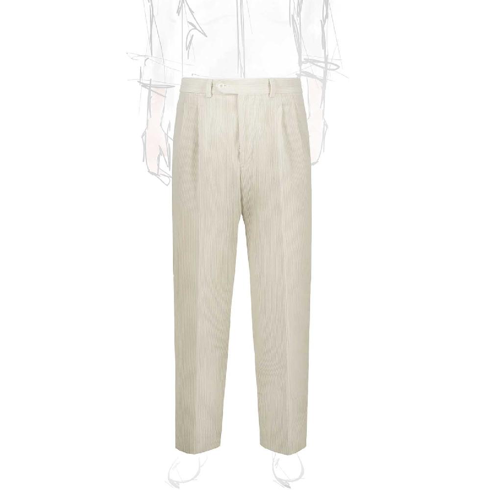 Rubinacci Pantalone 2 pinces in velluto a coste latte