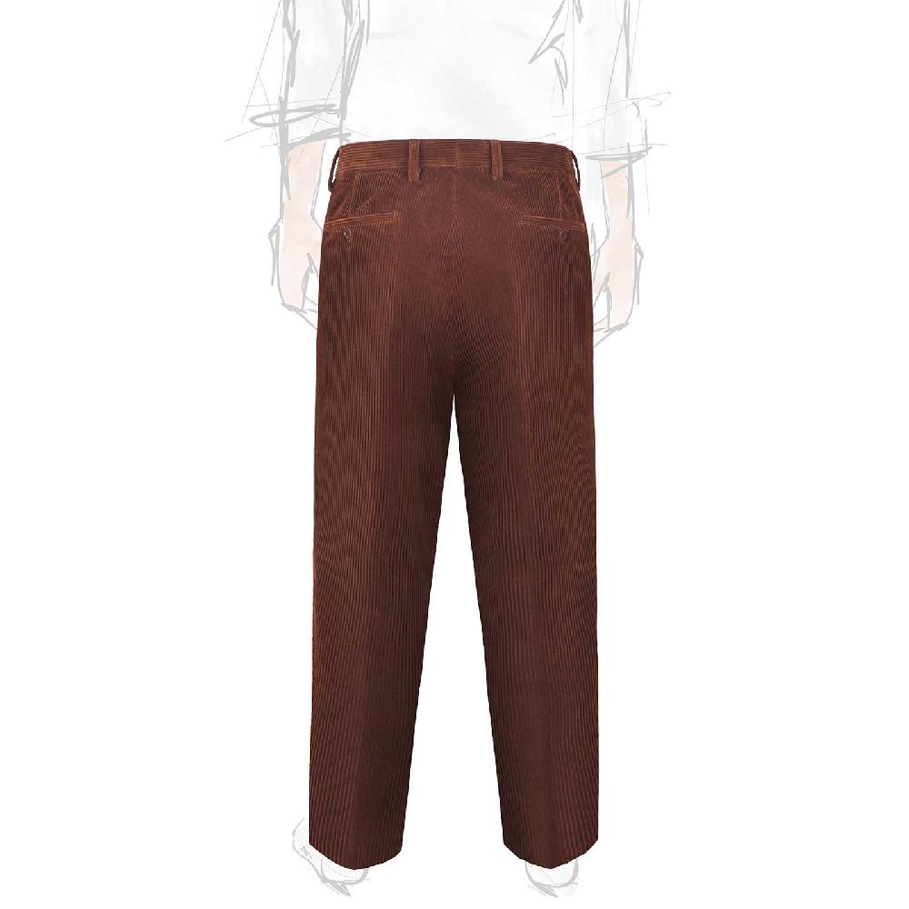 Rubinacci Pantalone 2 Pinces In Velluto A Coste Marrone