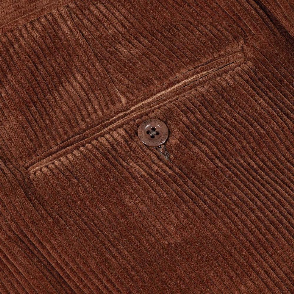 Rubinacci Pantalone 2 Pinces In Velluto A Coste Marrone