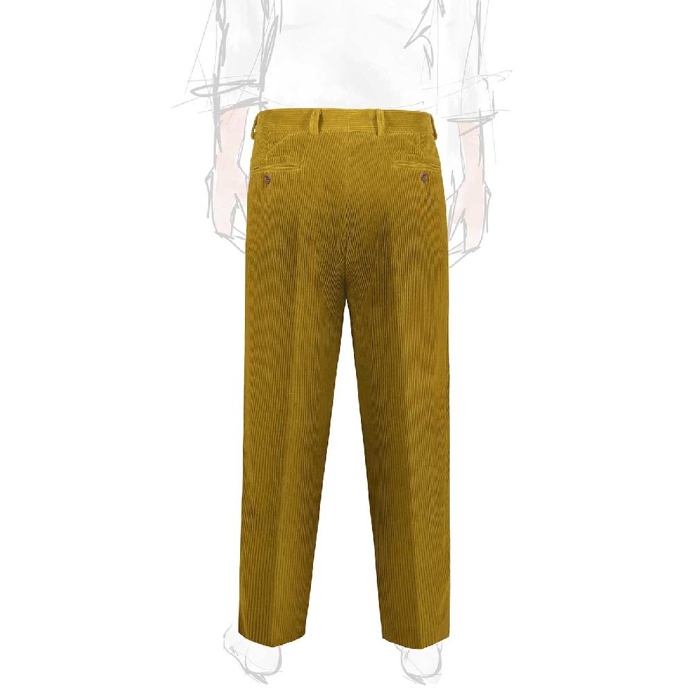 Rubinacci Pantalone 2 Pinces In Velluto A Coste Ocra