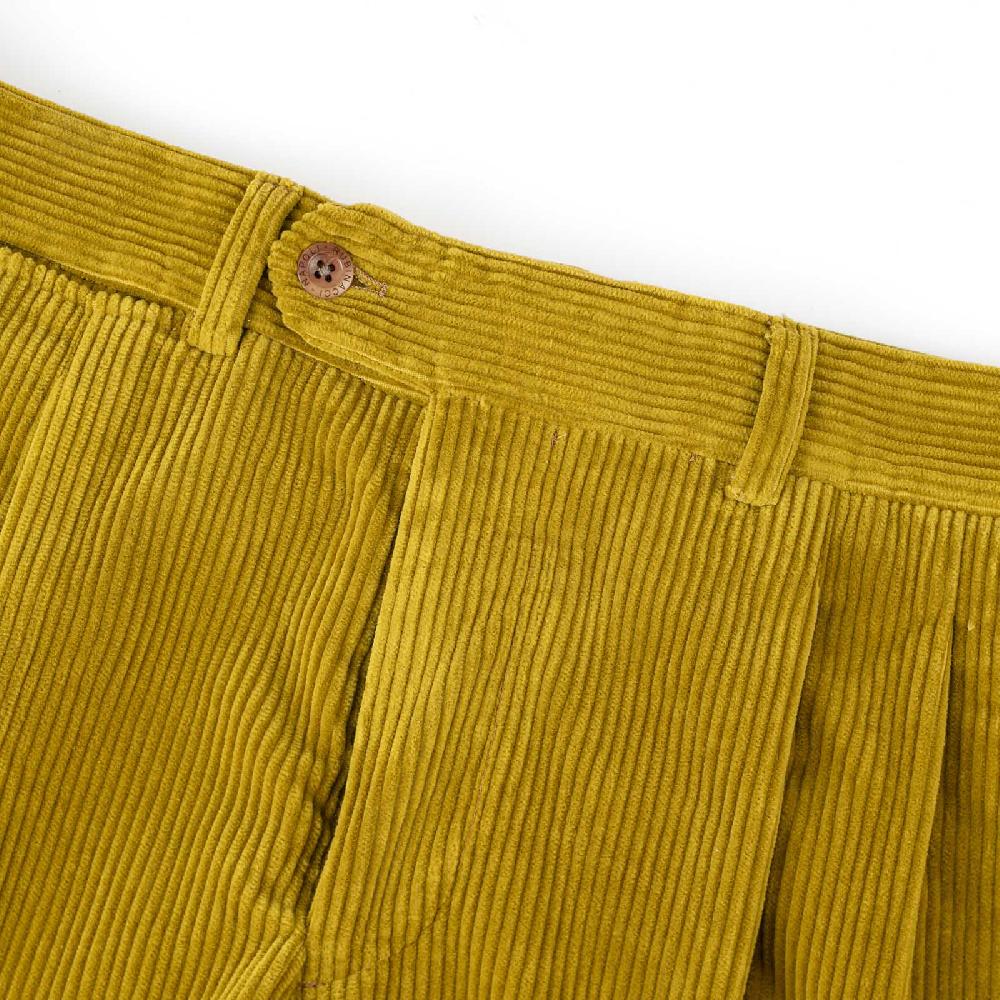 Rubinacci Pantalone 2 Pinces In Velluto A Coste Ocra