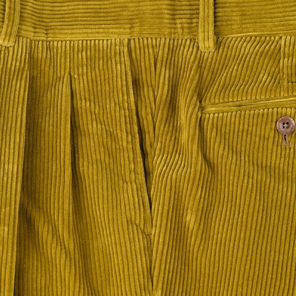 Rubinacci Pantalone 2 Pinces In Velluto A Coste Ocra