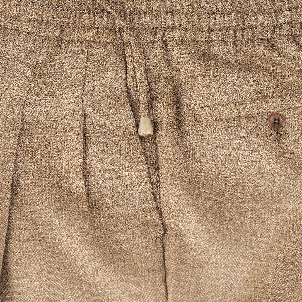 Rubinacci Pantalone Leisure In Lana E Seta Nocciola