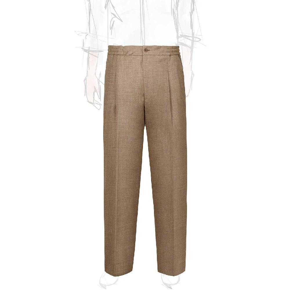 Rubinacci Pantalone leisure in lana e seta nocciola