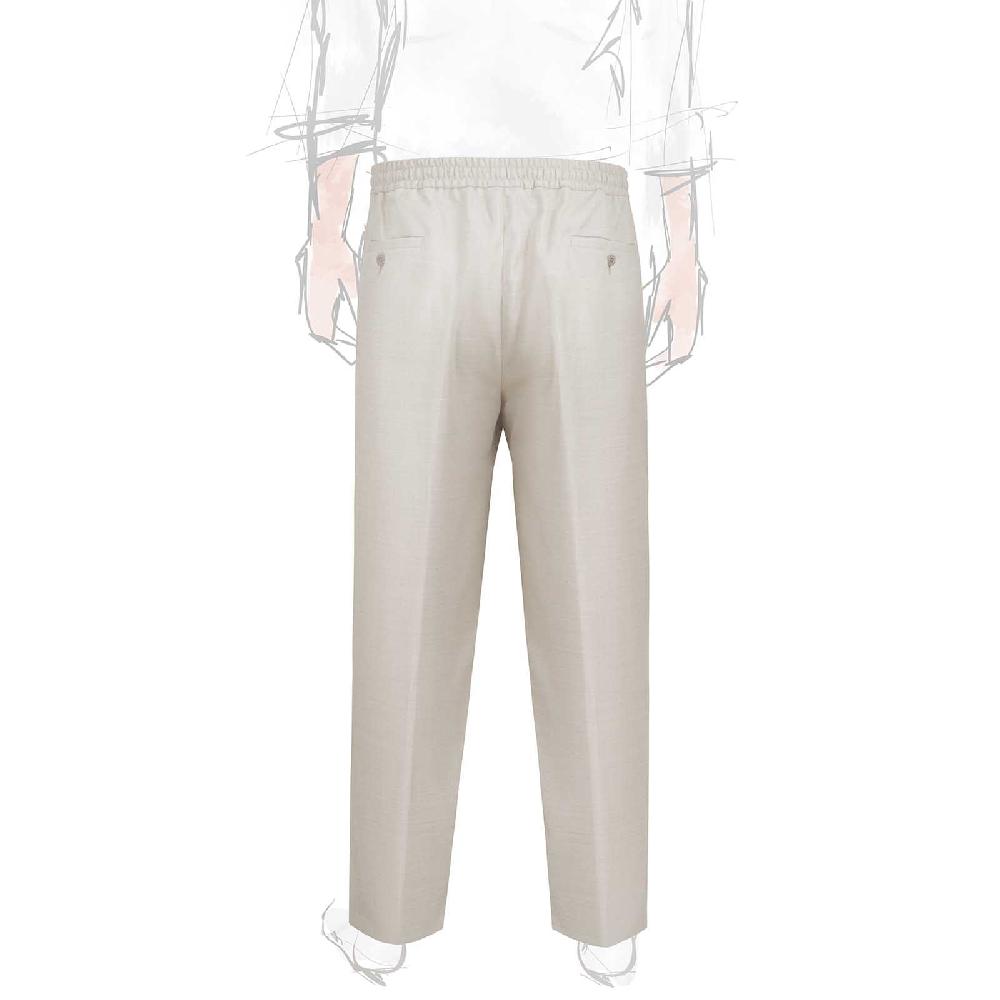 Rubinacci Pantalone Leisure In Lana E Seta Spigato Ghiaccio