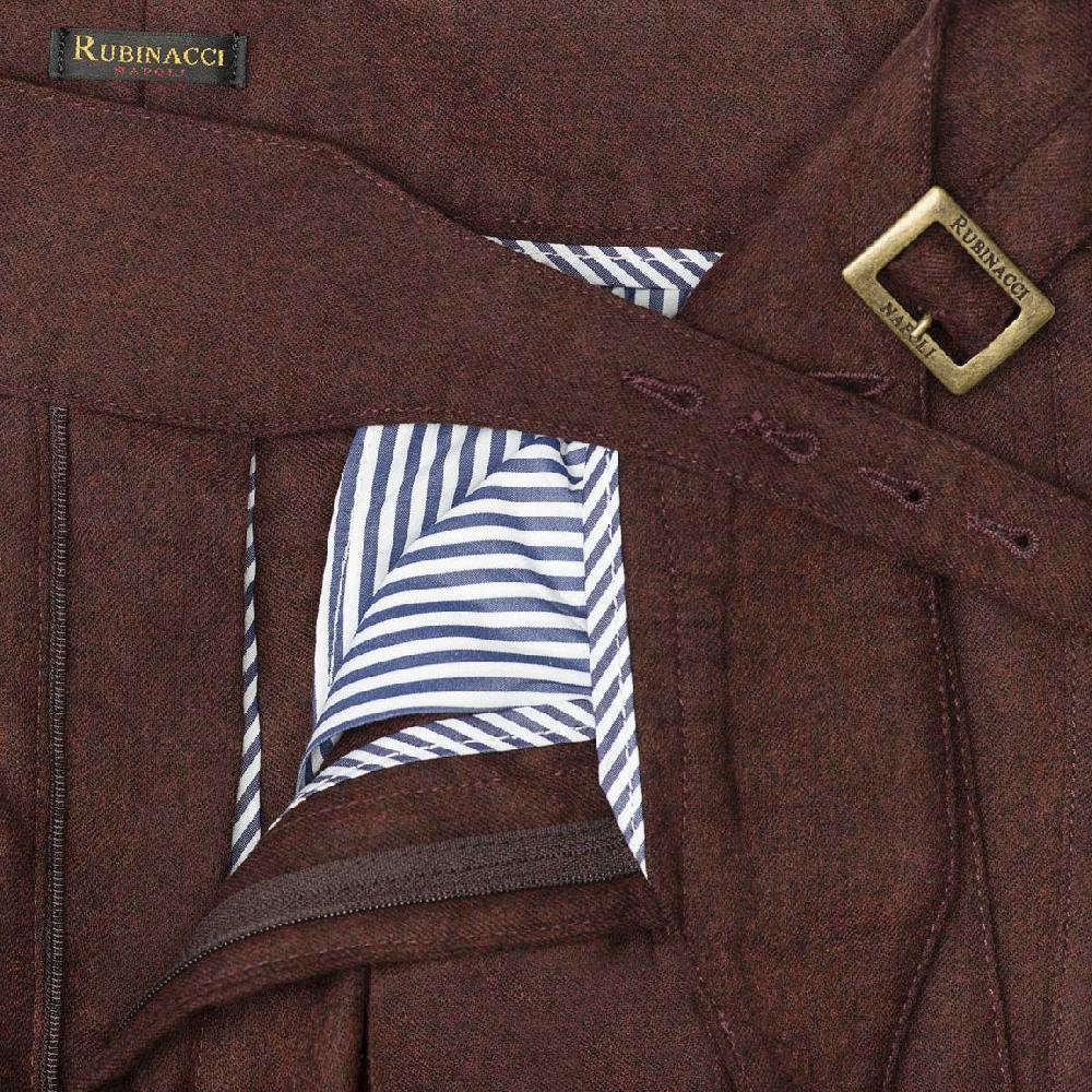 Rubinacci Pantalone Manny In Flanella Bordeaux Limited Edition