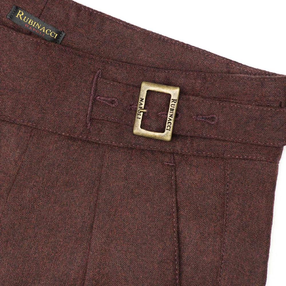Rubinacci Pantalone Manny In Flanella Bordeaux Limited Edition