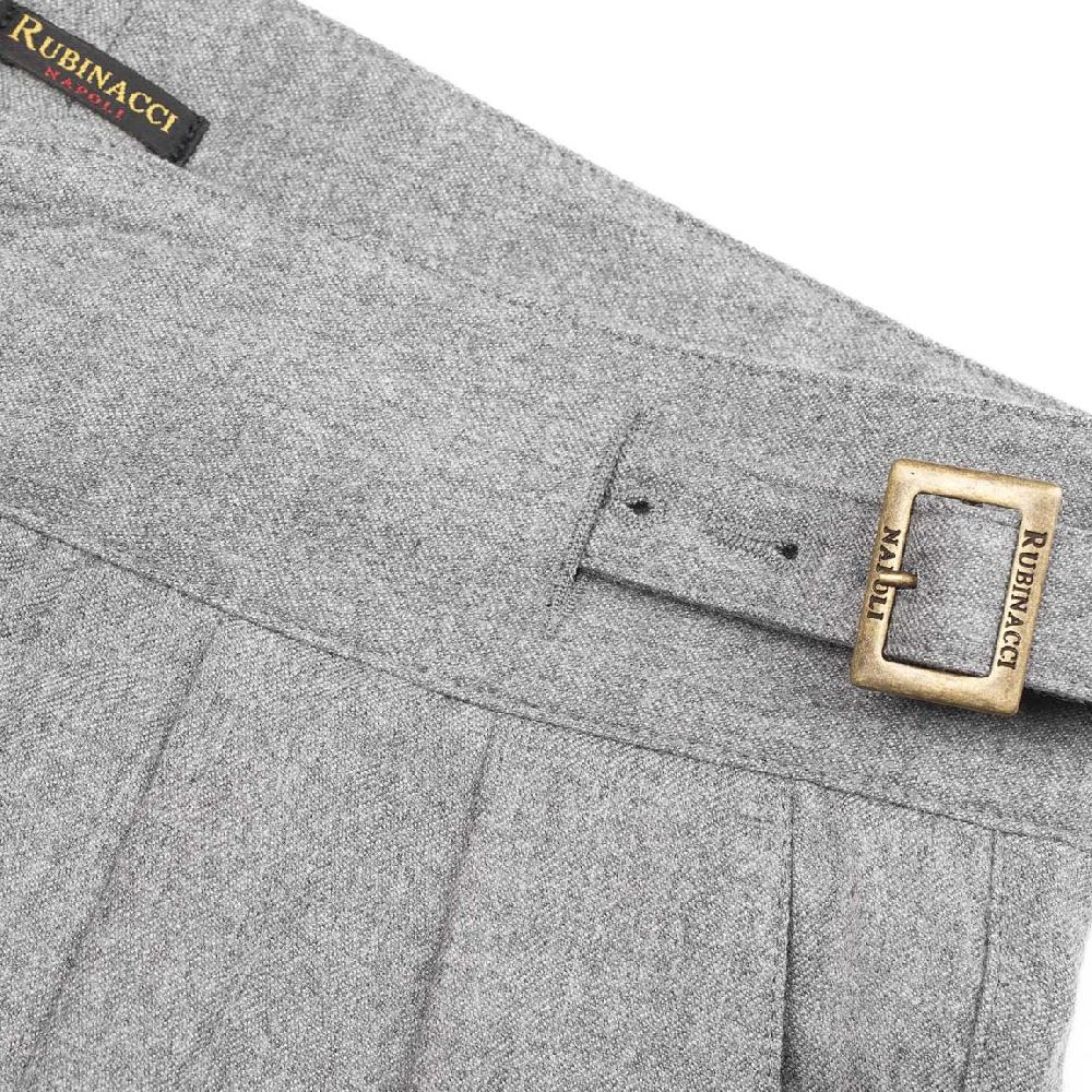Rubinacci Pantalone Manny In Flanella Grigio Chiaro