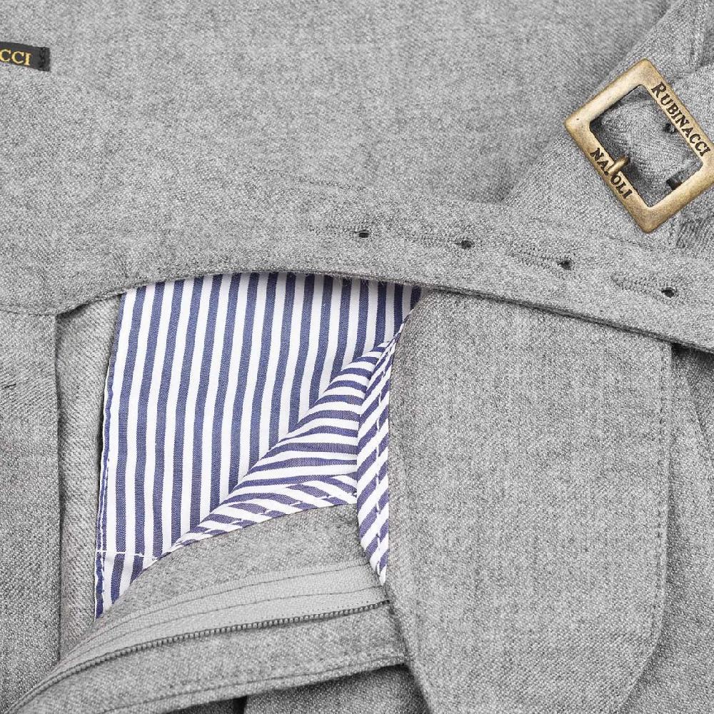 Rubinacci Pantalone Manny In Flanella Grigio Chiaro