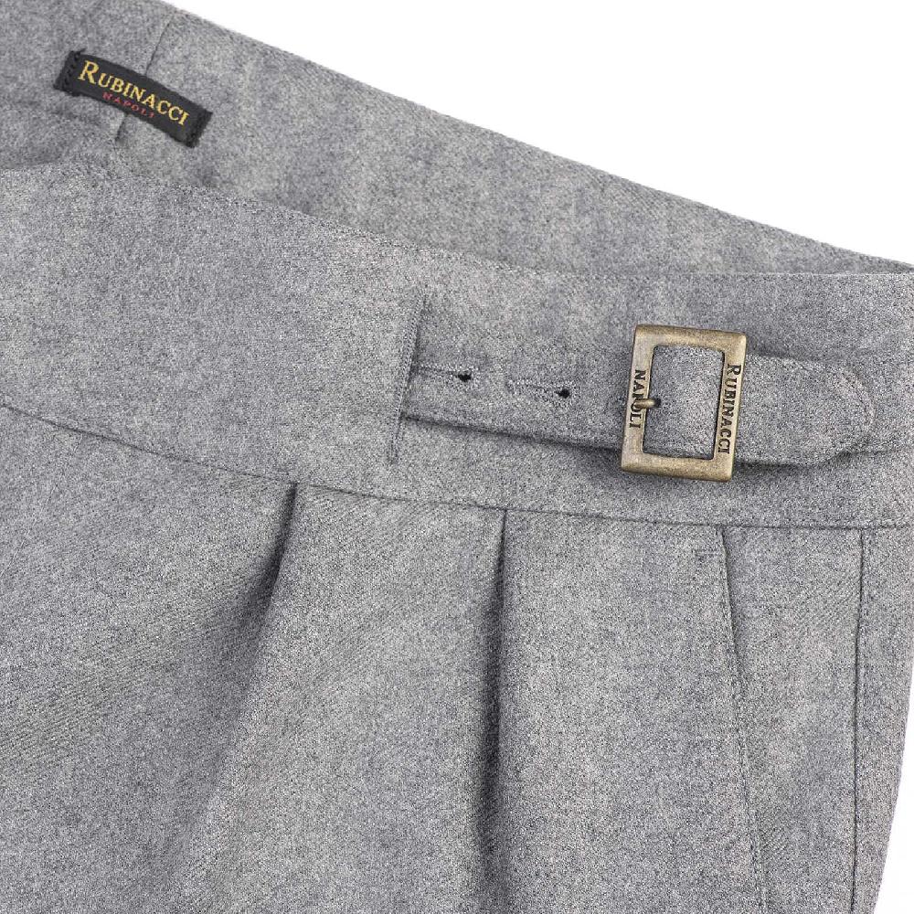 Rubinacci Pantalone Manny In Flanella Grigio Chiaro Limited Edition