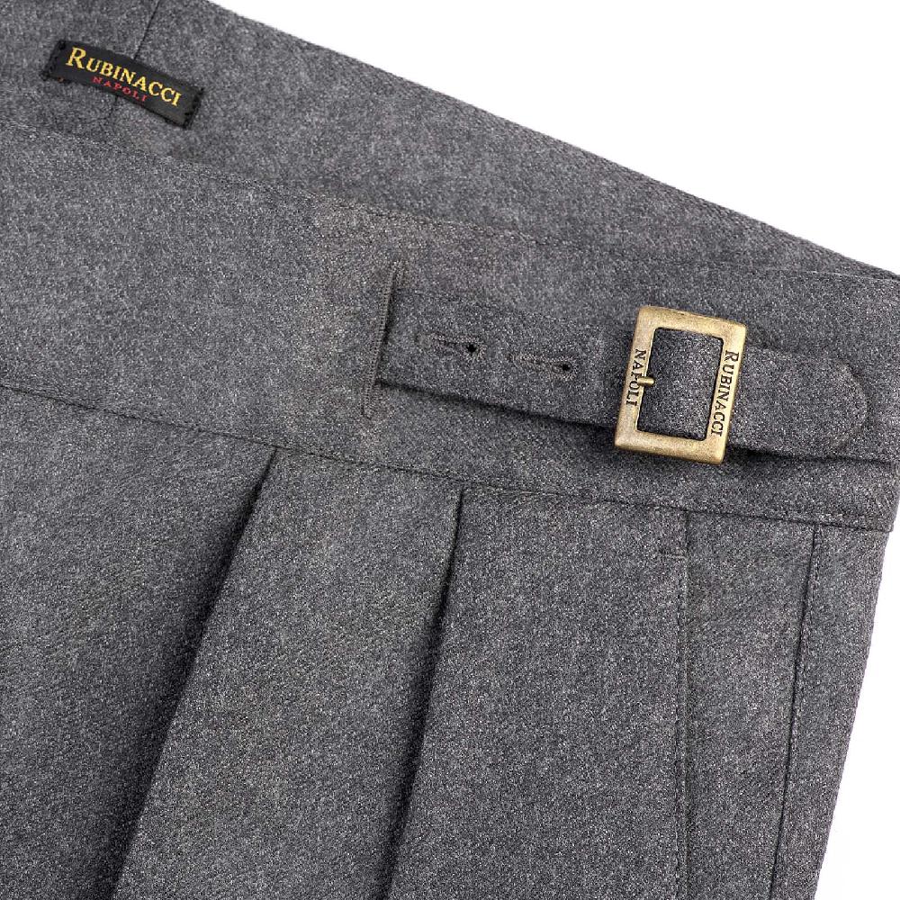 Rubinacci Pantalone Manny In Flanella Grigio Scuro Limited Edition