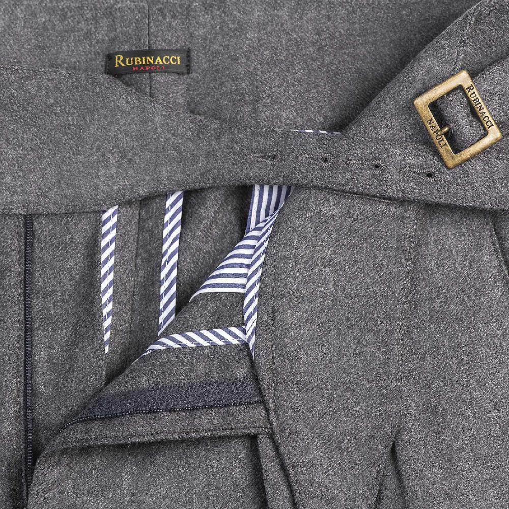 Rubinacci Pantalone Manny In Flanella Grigio Scuro Limited Edition