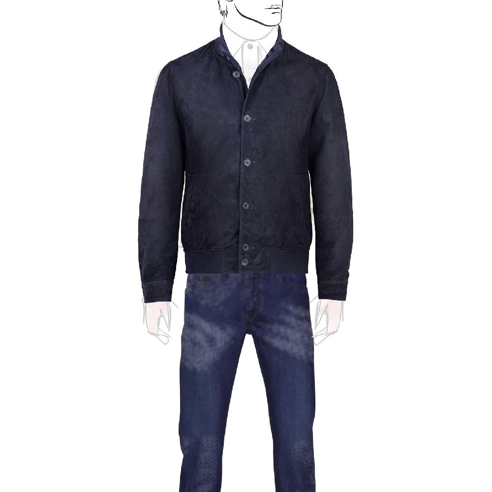 Rubinacci Bomber in camoscio blu