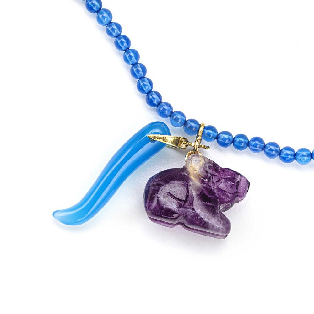 Rubinacci Bottone Da Bavero Ruby In Agata Azzurro