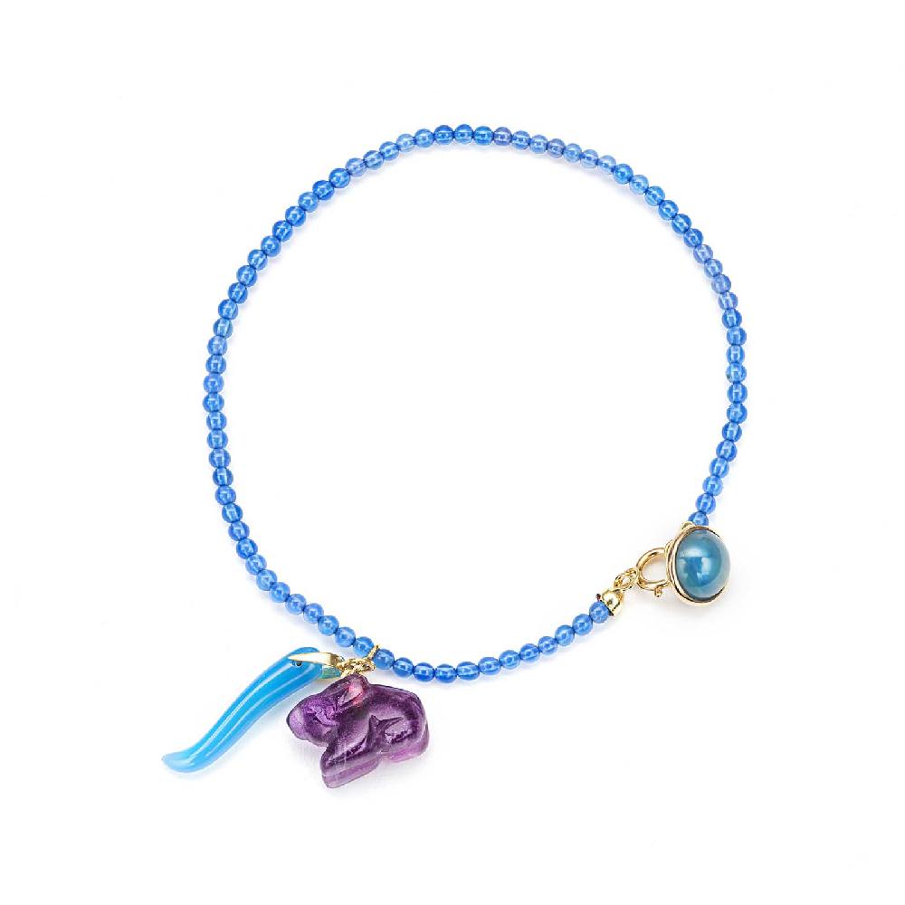 Rubinacci Bottone da bavero ruby in agata azzurro