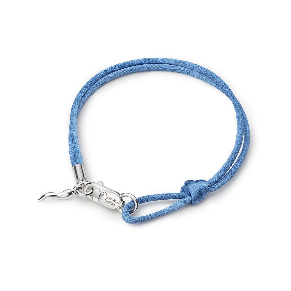 Rubinacci Braccialetto ruby in seta celeste