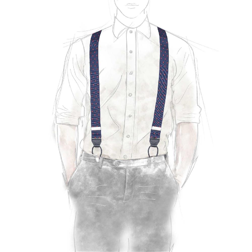 Rubinacci Bretelle Blu A Pois Rosso