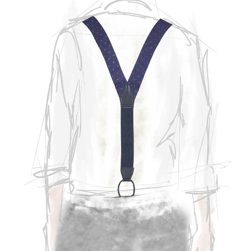 Rubinacci Bretelle Blu A Pois Rosso