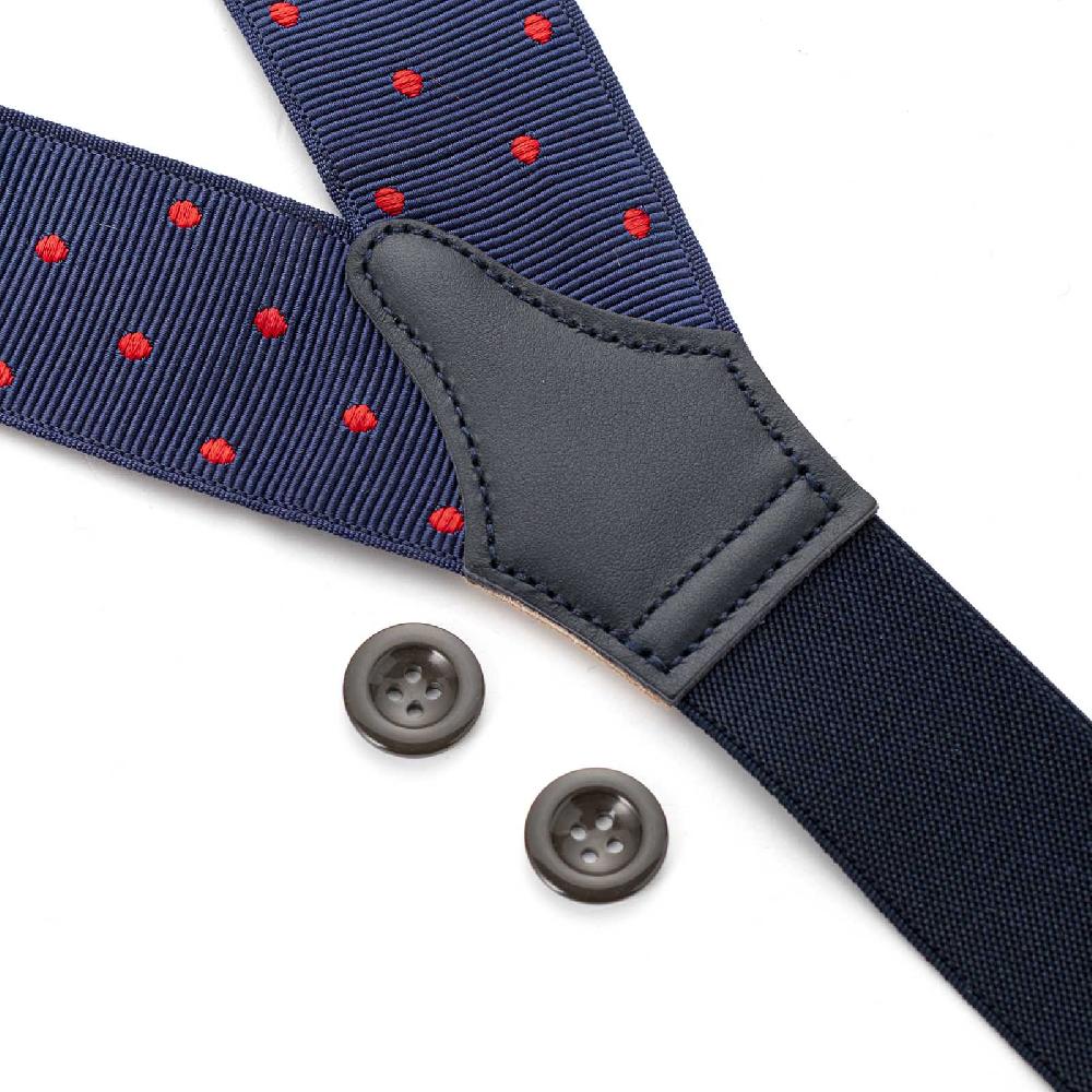 Rubinacci Bretelle Blu A Pois Rosso