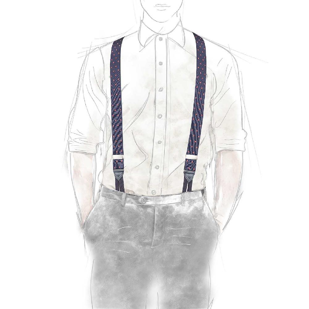 Rubinacci Bretelle Blu A Pois Rosso