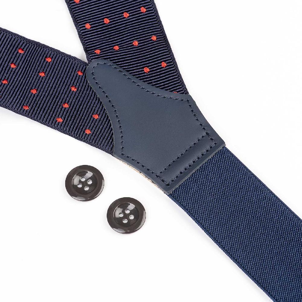 Rubinacci Bretelle Blu A Pois Rosso