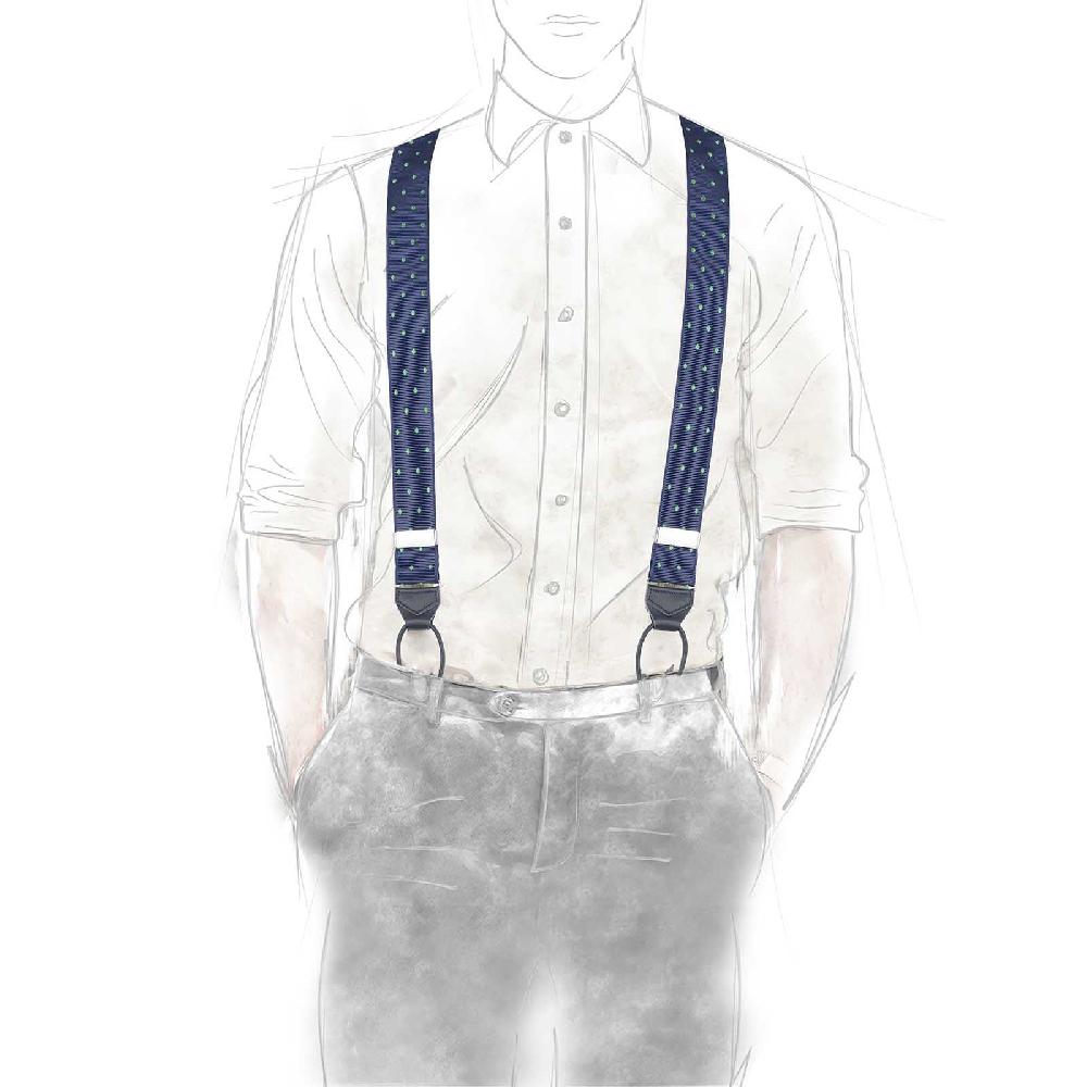 Rubinacci Bretelle Blu A Pois Verde