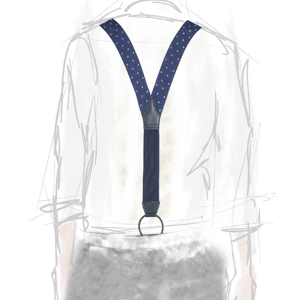 Rubinacci Bretelle Blu A Pois Verde