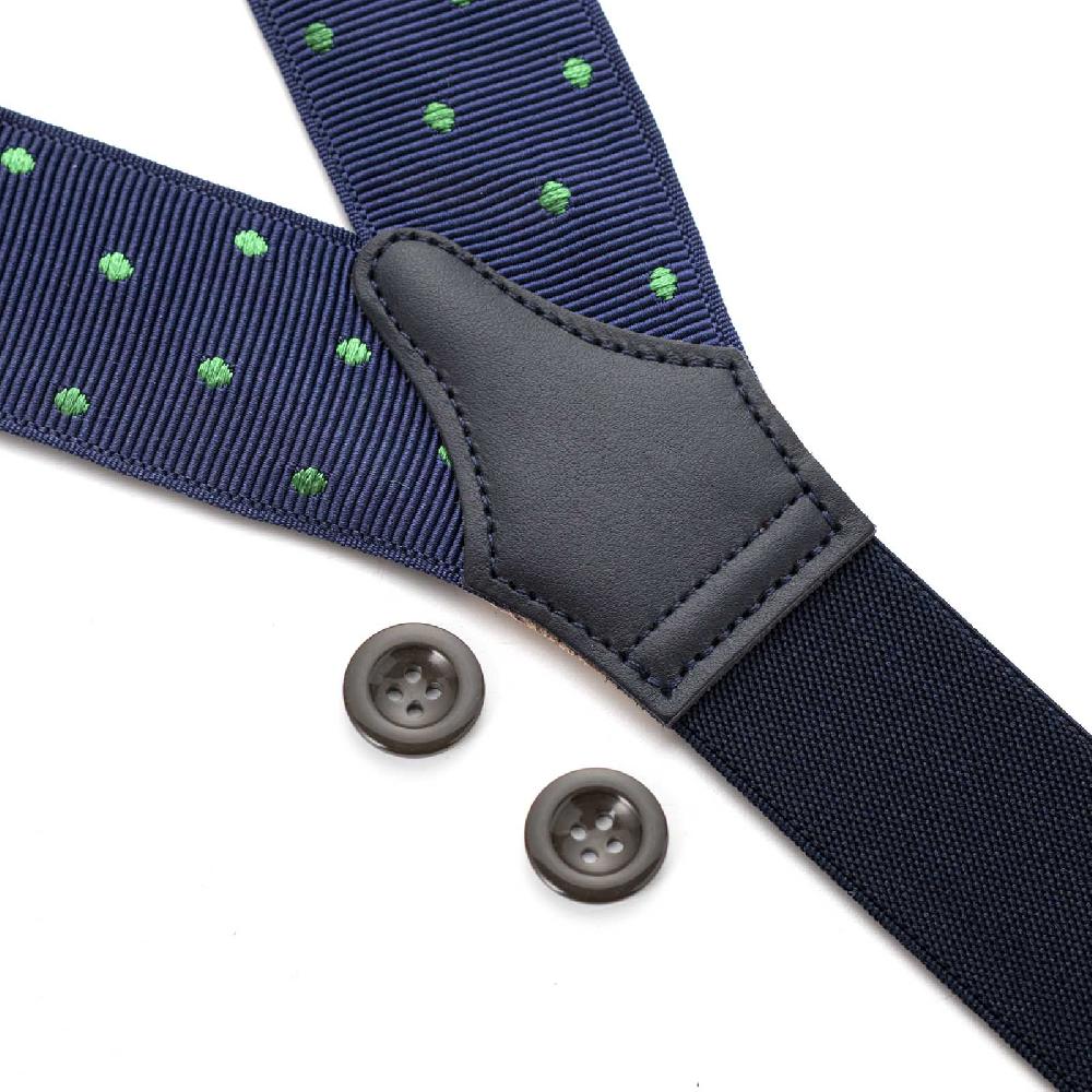 Rubinacci Bretelle Blu A Pois Verde