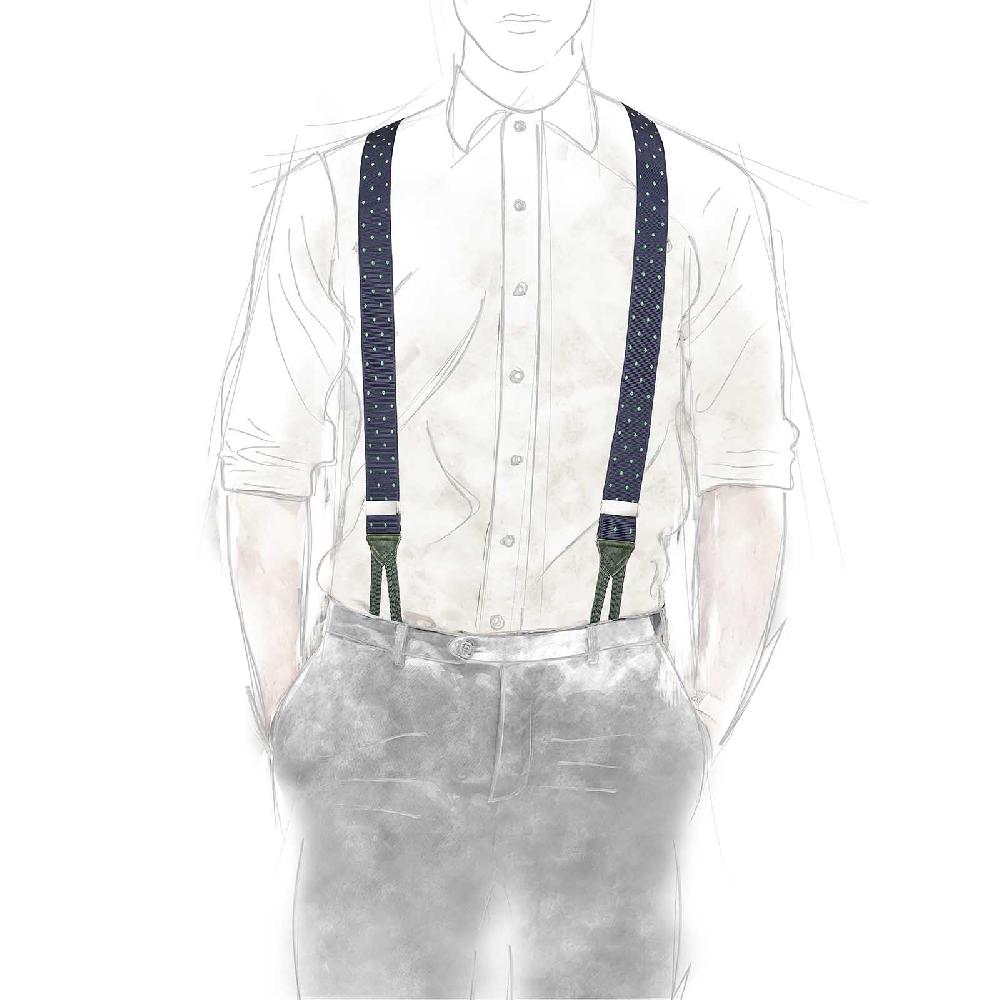 Rubinacci Bretelle Blu A Pois Verde