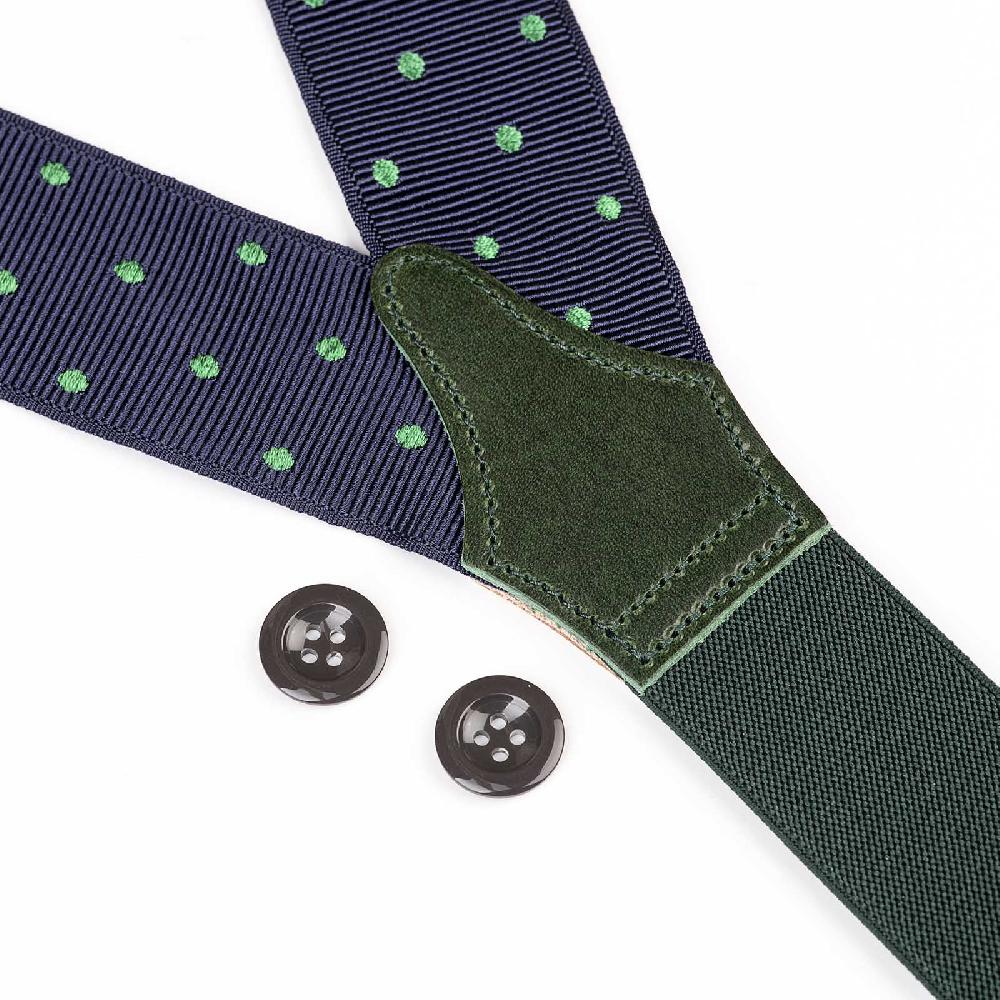 Rubinacci Bretelle Blu A Pois Verde