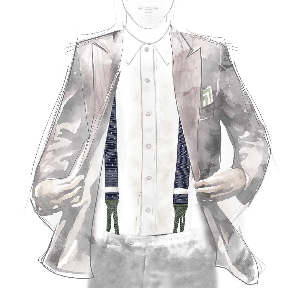 Rubinacci Bretelle blu a pois verde