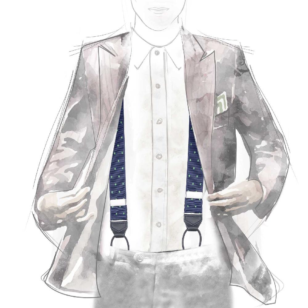 Rubinacci Bretelle blu a pois verde