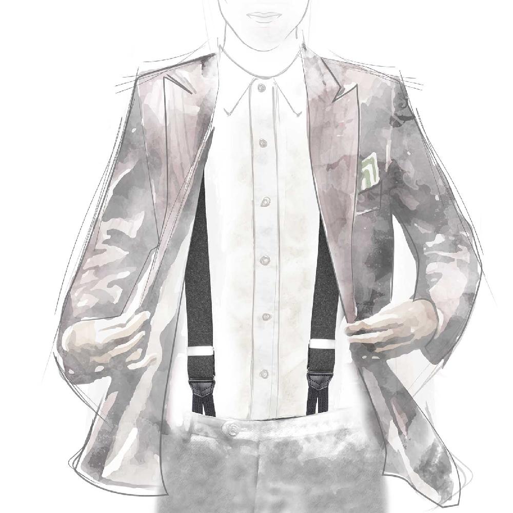 Rubinacci Bretelle lana verde militare