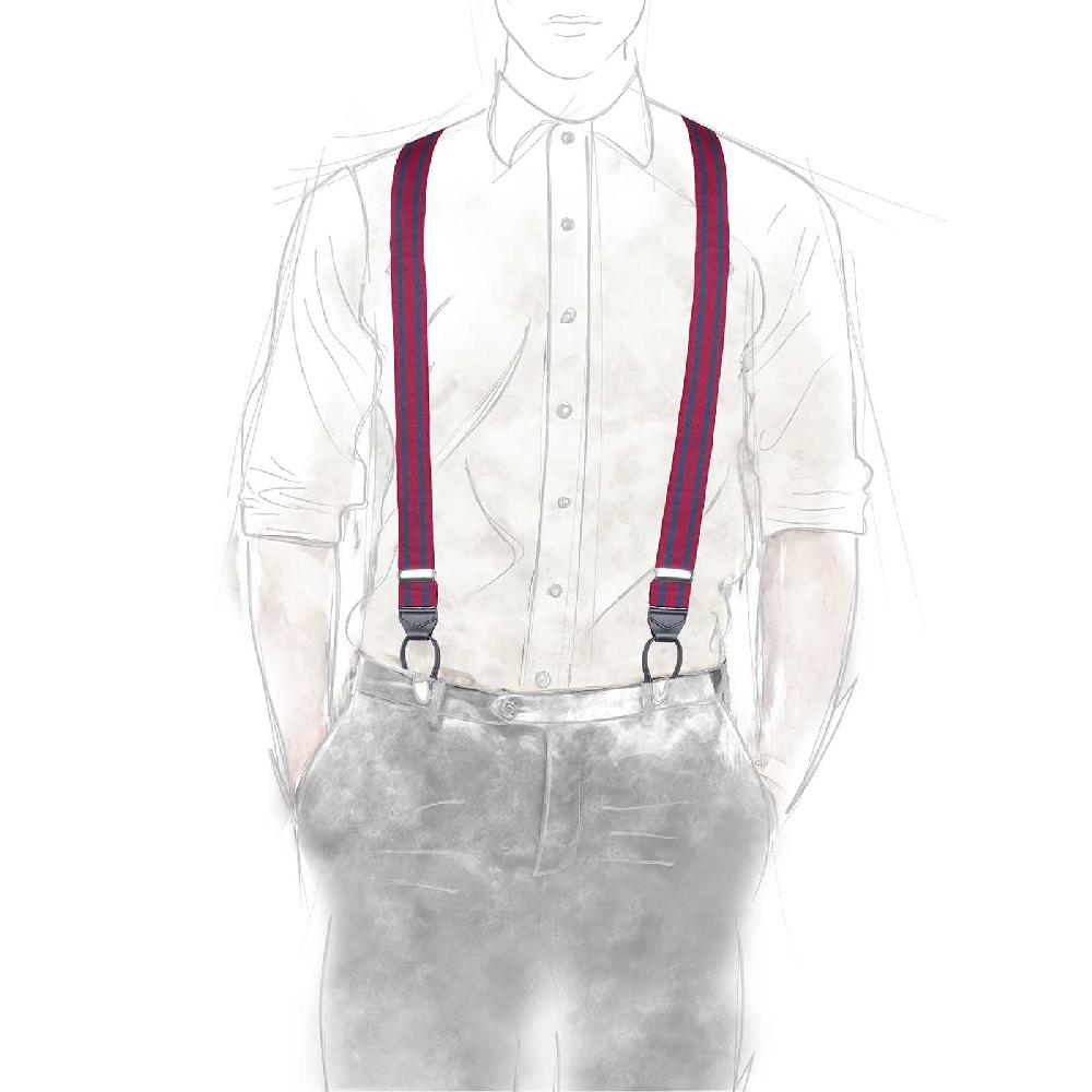 Rubinacci Bretelle Rigate Blu E Bordeaux