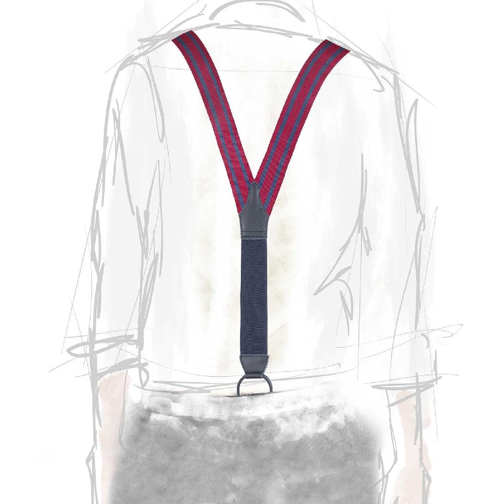 Rubinacci Bretelle Rigate Blu E Bordeaux