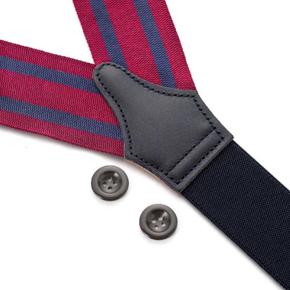 Rubinacci Bretelle Rigate Blu E Bordeaux