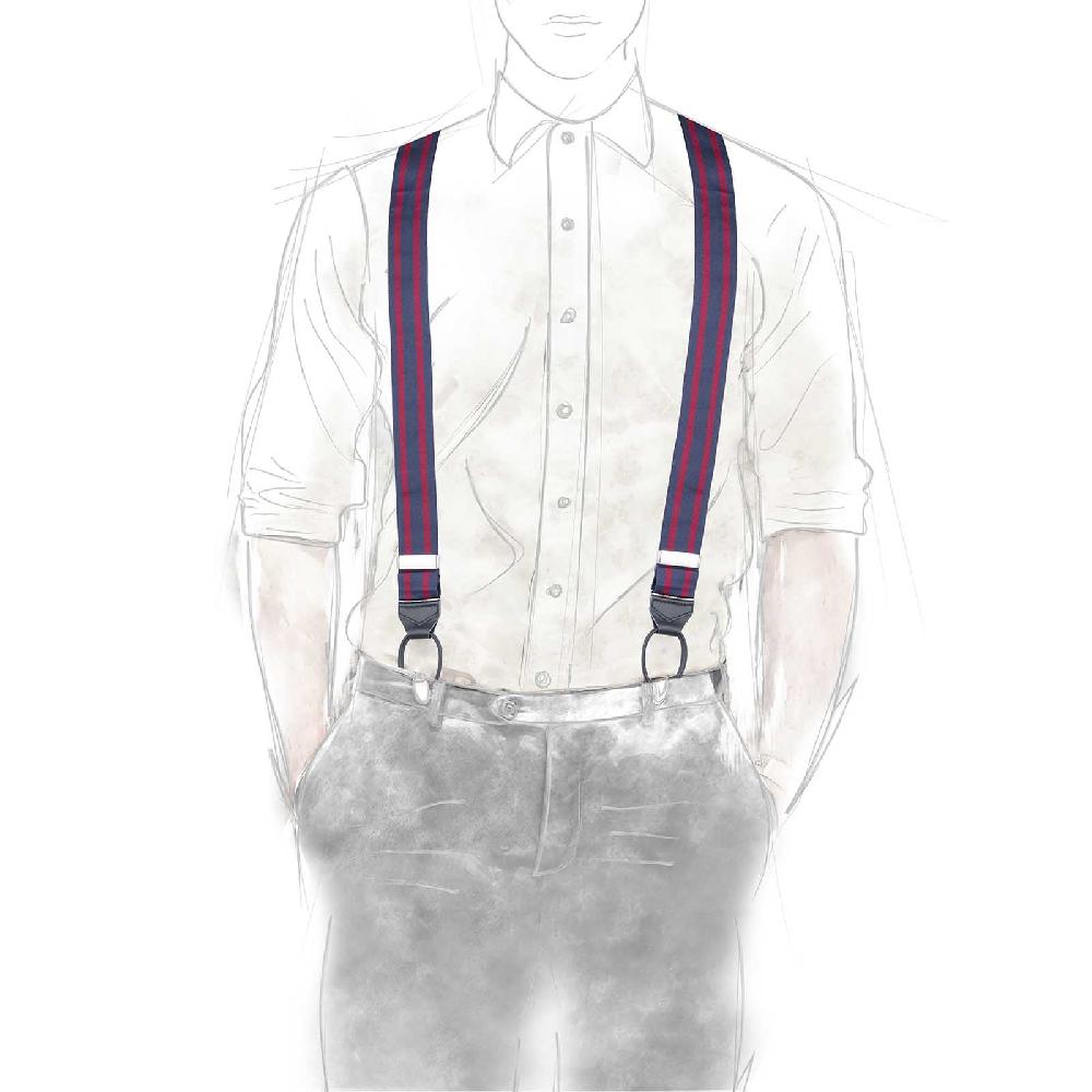 Rubinacci Bretelle Rigate Blu E Bordeaux