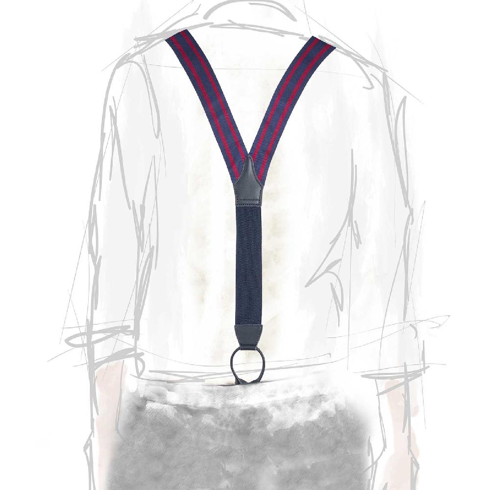 Rubinacci Bretelle Rigate Blu E Bordeaux