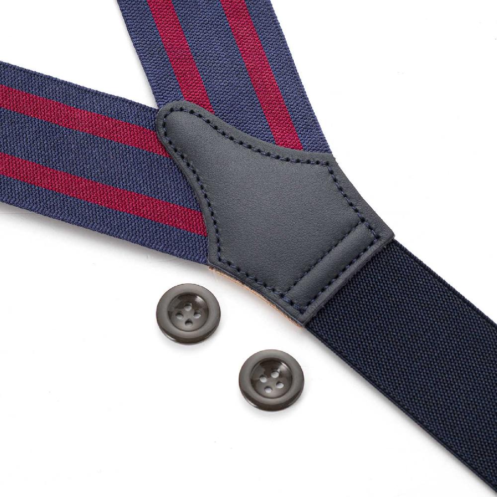 Rubinacci Bretelle Rigate Blu E Bordeaux