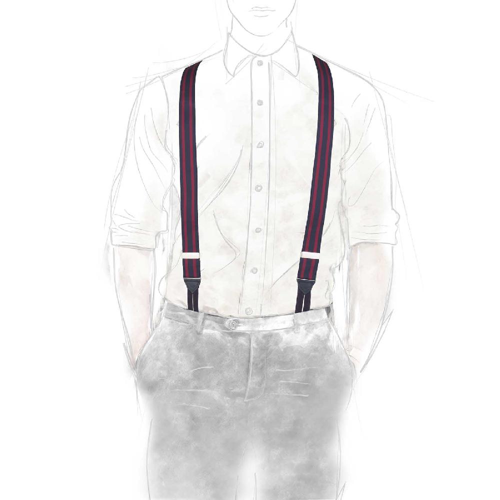 Rubinacci Bretelle Rigate Blu E Bordeaux