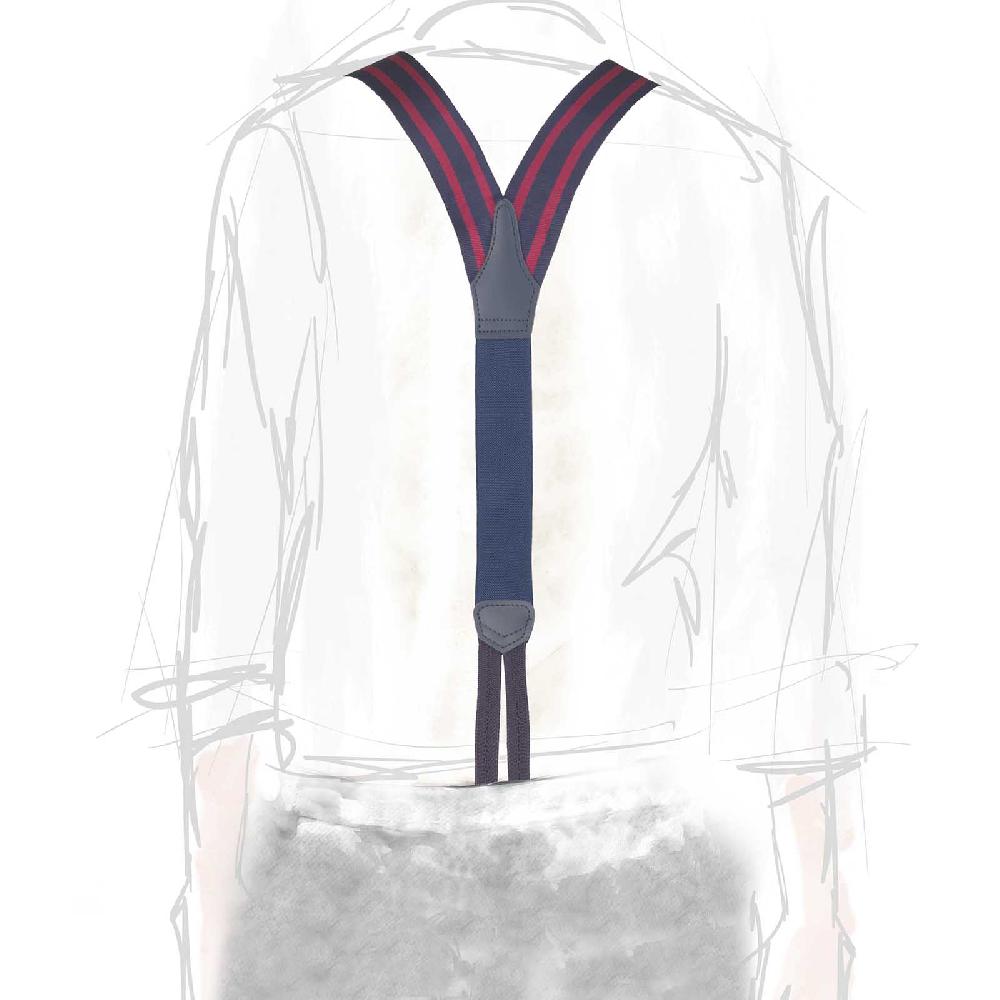 Rubinacci Bretelle Rigate Blu E Bordeaux