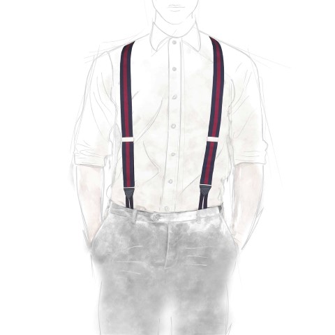 Rubinacci Bretelle Rigate Blu E Rosso