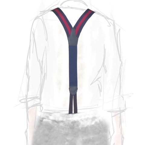 Rubinacci Bretelle Rigate Blu E Rosso