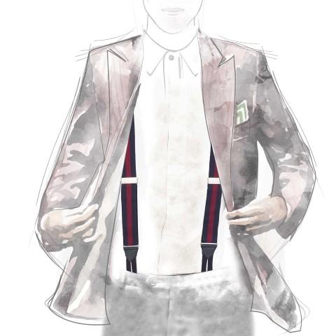 Rubinacci Bretelle rigate blu e rosso