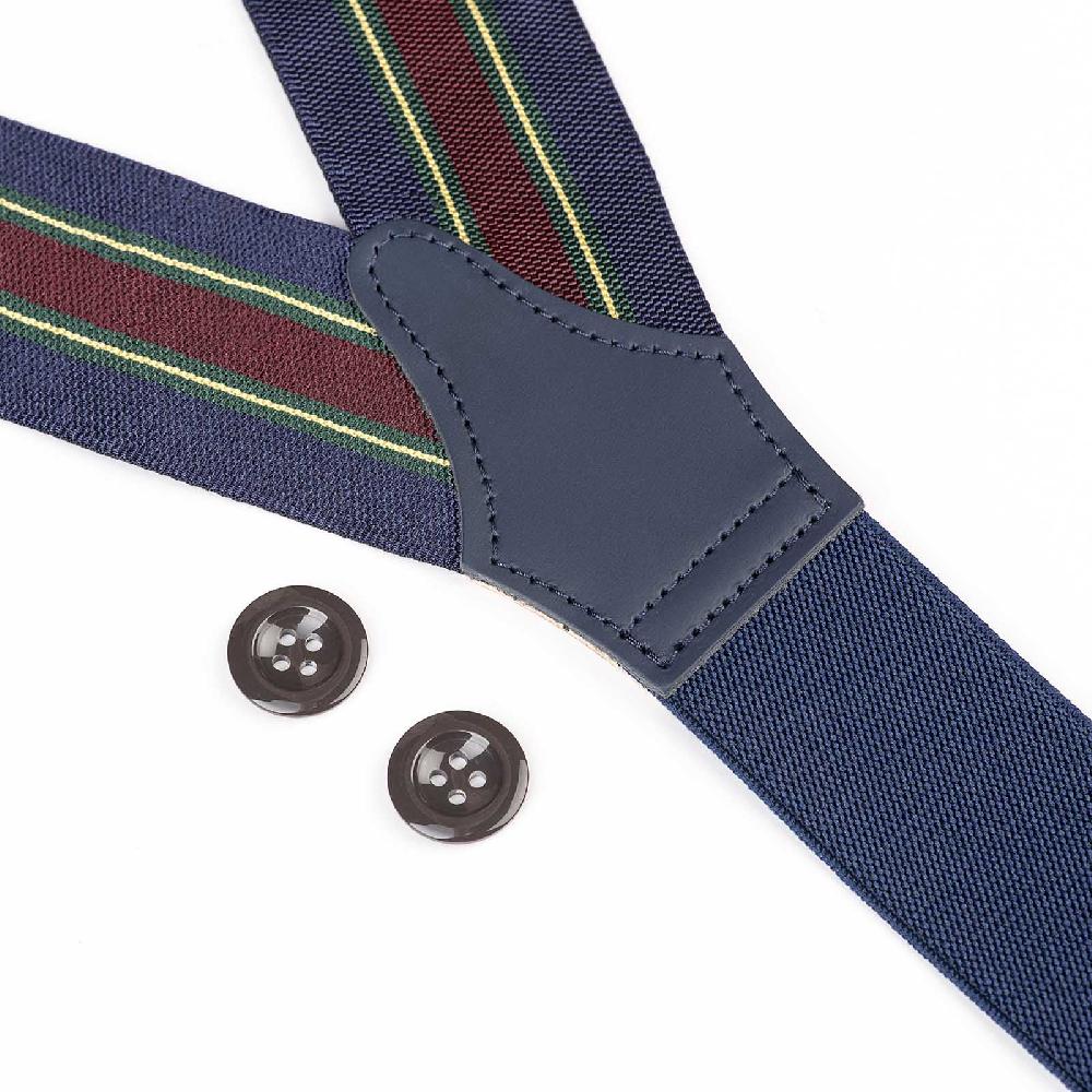 Rubinacci Bretelle Rigate Blu Verde E Vino